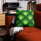 Green Peacock Eyes Pattern Premium THROW PILLOW 70s Midcentury Accent - retro pillow