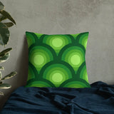 Green Peacock Eyes Pattern Premium THROW PILLOW 70s Midcentury Accent - retro pillow