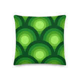 Green Peacock Eyes Pattern Premium THROW PILLOW 70s Midcentury Accent - retro pillow