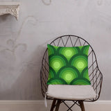 Green Peacock Eyes Pattern Premium THROW PILLOW 70s Midcentury Accent - retro pillow
