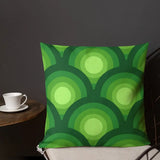 Green Peacock Eyes Pattern Premium THROW PILLOW 70s Midcentury Accent - retro pillow