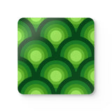 Green Retro 70s Corkwood Coaster Set | Midcentury Home Decor Gift - retro table linen