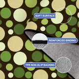 Green Retro Polka Dots Midcentury Retro Rug – Soft 70s Style Non-Slip Rug - retro rug