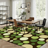 Green Retro Polka Dots Midcentury Retro Rug – Soft 70s Style Non-Slip Rug - retro rug