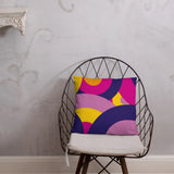 Groovy 70s RETRO THROW PILLOW Circles Pattern Yellow Pink Purple Midcentury Cushion - retro pillow