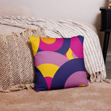 Groovy 70s RETRO THROW PILLOW Circles Pattern Yellow Pink Purple Midcentury Cushion - retro pillow