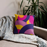 Groovy 70s RETRO THROW PILLOW Circles Pattern Yellow Pink Purple Midcentury Cushion - retro pillow