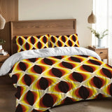 Honeycomb Pattern Duvet Cover Set: 60s Retro Full Size Bedding - retro bedding