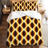 Honeycomb Pattern Duvet Cover Set: 60s Retro Full Size Bedding - retro bedding