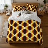 Honeycomb Pattern Duvet Cover Set: 60s Retro Full Size Bedding - retro bedding