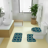 Blue Beige Vintage 70s Bath Mat Set 3pcs | Retro Midcentury Bathroom