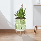 Midcentury Retro Tripod Table Lamp – Green White Floral Bedside Lamp
