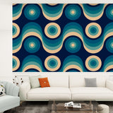 Blue Beige Vintage 70s Bath Mat Set 3pcs | Retro Midcentury Bathroom