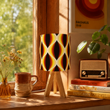 Midcentury Modern Table Lamp – Wood Tripod Base, Linen Shade