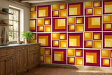 Retro 70s Stick and Peel Wallpaper: Mid-Century Modern Removable Mural