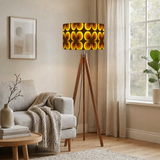 Midcentury Scandi Style Retro Tripod Floor Lamp - 70s Abstract Flowers Remote LED
