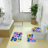Floral Midcentury 3-Piece Bath Mat Set | Retro 70s Vibrant Pattern