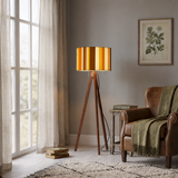 Nordic Retro Tripod Floor Lamp - 70s Brown Beige Yellow Stripes