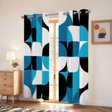 Retro 60s Bauhaus Runner Rug – Midcentury Blue White Black, Multiple Sizes