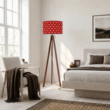 Red White Retro Tripod Floor Lamp - 50s Polka Dots Lamp Shade
