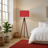 Red White Retro Tripod Floor Lamp - 50s Polka Dots Lamp Shade