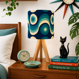 Blue Retro Table Lamp with Remote – Wooden Tripod MCM Mood Light