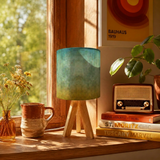 Retro Tripod Table Lamp – Ombré Earthy Tones Linen Shade Bedside Light