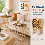 Midcentury Folding Tables – Retro Wood TV Tray Set of 4