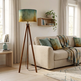 Ombré Earthy Tones Floor Lamp - Retro Nordic Wooden Tripod Light