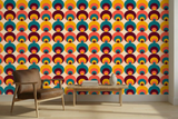 Retro 70s Peacock Eye Removable Stick and Peel Midcentury Wallpaper
