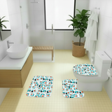Atomic Cat Retro Midcentury Bath Rug Set | 3-Piece Vibrant 60s Decor