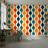 Mid-Century Modern Removable Mural - Retro 70s Stick and Peel Wallpaper