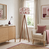 Toile de Jouy Retro Wooden Tripod Floor Lamp: Red White French Vintage