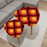 Retro 70s Accent Side Table - Nightstand with Built-In Charging Station