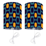 70s Retro Blackout Curtains: Blue Orange Scandi Midcentury Modern Panels