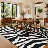 Black White Zebra Flower Pot - Retro Animal Print Wooden Legs Plant Pot