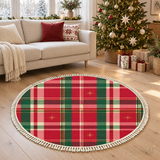Classic Christmas Tartan Plaid Round Rug – Retro Vintage Style