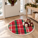 Classic Christmas Tartan Plaid Round Rug – Retro Vintage Style