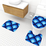 Blue Retro 70s Runner Rug – Midcentury Peacock Eyes Pattern | Multiple Sizes