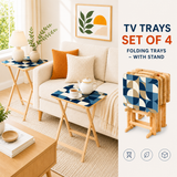 Space-Saving Wooden TV Trays Set | Midcentury Modern Design