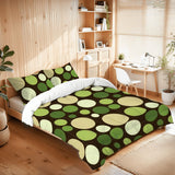 Midcentury 70s Triangle Nesting Coffee Table Set - Green Polka Dot Accent