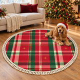 Classic Christmas Tartan Plaid Round Rug – Retro Vintage Style