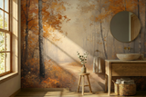 Foggy Tree Path Oil Painting Full-Wall Peel & Stick Wallpaper Custom Sizes