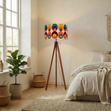 Peacock Eye Retro 70s Tripod Lamp – Midcentury Floor Light with LED Remote