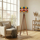 Peacock Eye Retro 70s Tripod Lamp – Midcentury Floor Light with LED Remote