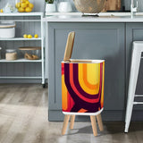 Midcentury Retro Tripod Table Lamp: Vibrant Orange Red Linen Shade, Remote