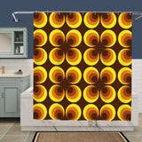 Brown & Yellow Abstract Peacock Eye Pattern 70s Retro Square Trash Can
