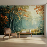 Foggy Tree Path Oil Painting Full-Wall Peel & Stick Wallpaper - Custom Sizes