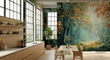 Foggy Tree Path Oil Painting Full-Wall Peel & Stick Wallpaper - Custom Sizes