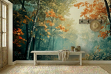 Foggy Tree Path Oil Painting Full-Wall Peel & Stick Wallpaper - Custom Sizes